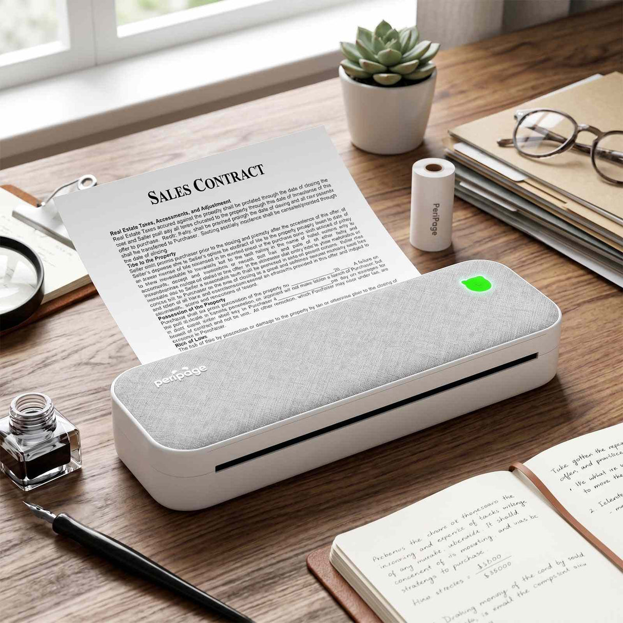 A40 Portable Thermal A4 Printer – 203/304DPI, 2600mAh Battery, Wireless, Inkless
