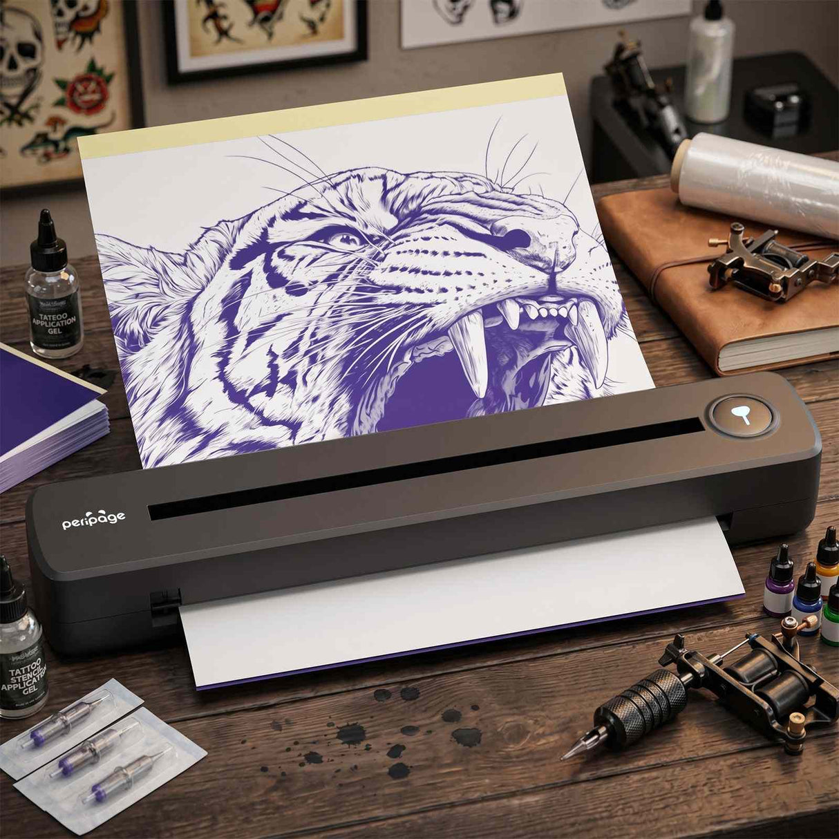 P91 Wireless Thermal Tattoo Stencil Printer – Bluetooth, 203DPI, App-Enabled