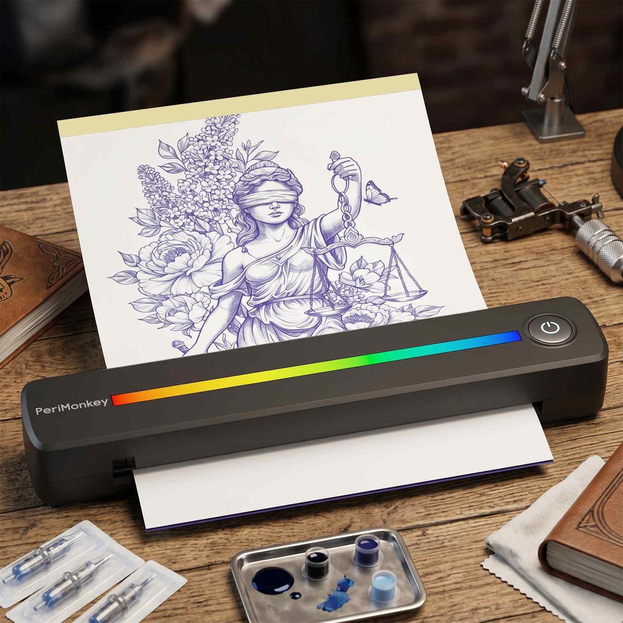 P91s AI Tattoo Stencil Printer – Photo-to-Stencil, 304DPI, Wireless, for Artists & Studios
