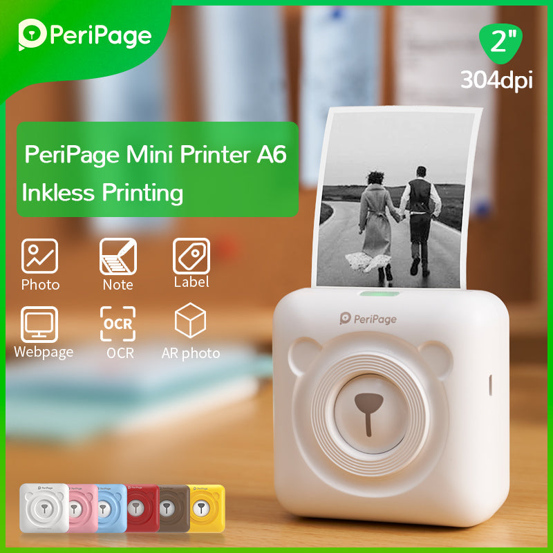 PeriPage 2" A6 Mini Printer in Brown, Wireless Printing with OCR and AR photo features