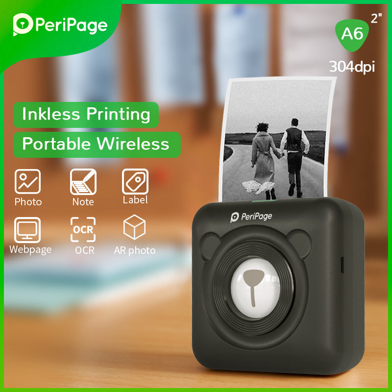 PeriPage 2" A6 Mini Printer in Pink, Portable Inkless Printer for Label and Photo Printing with Wireless Feature"
