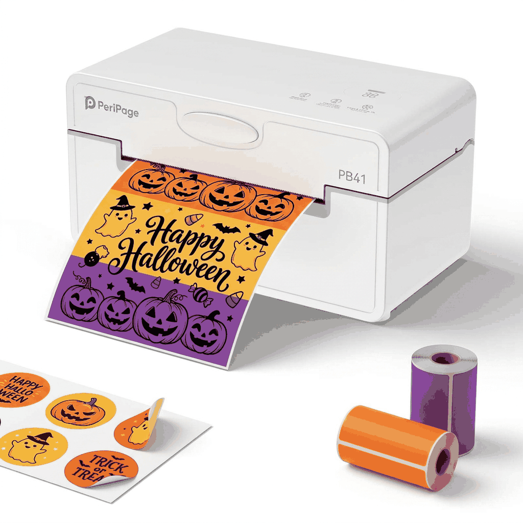PeriPage PB41 Bluetooth Label Printer Halloween Theme【No Printed Paper】