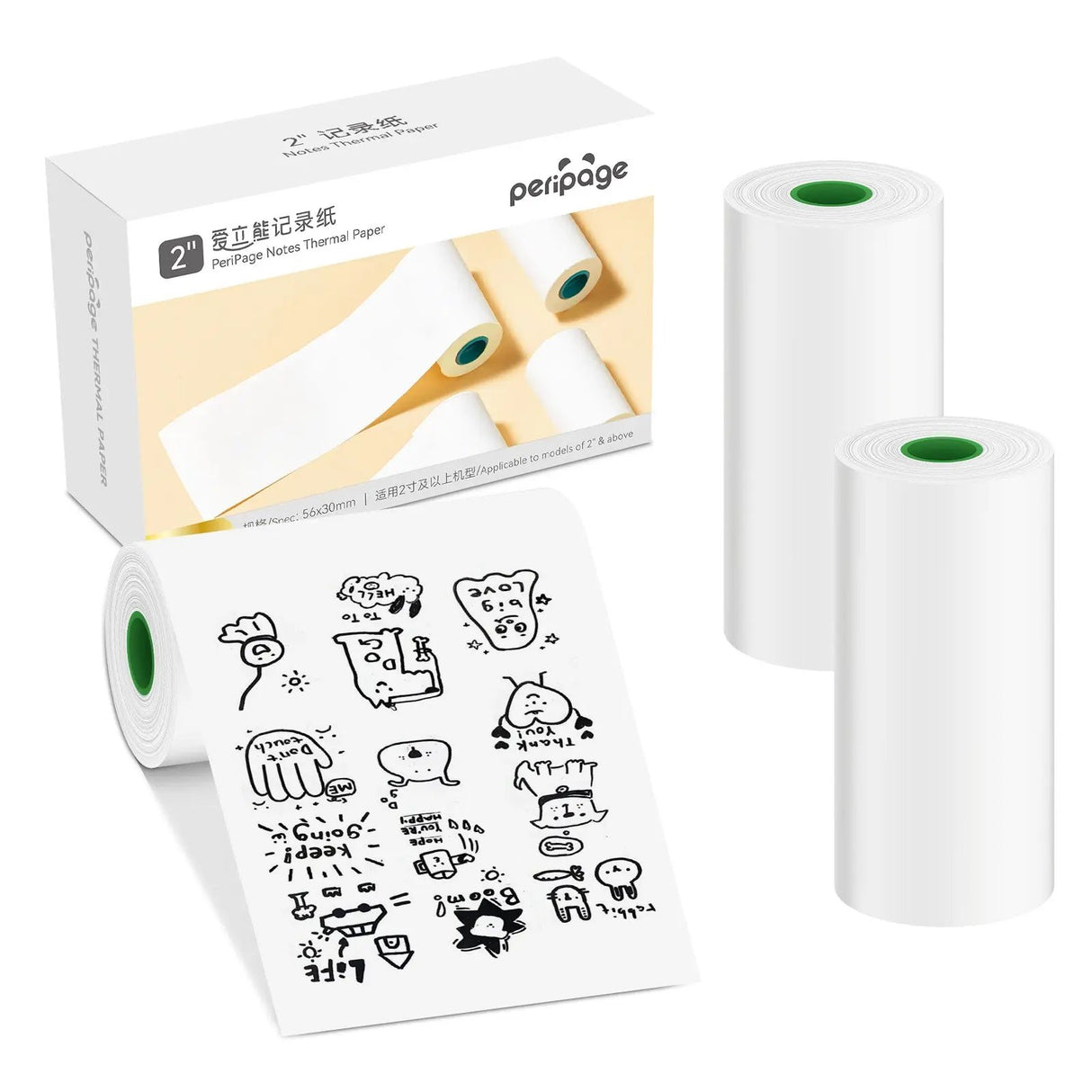 PeriPage 56x30mm (2.2in) thermal photo paper - compatible with most mini thermal printers and standard receipt printers.