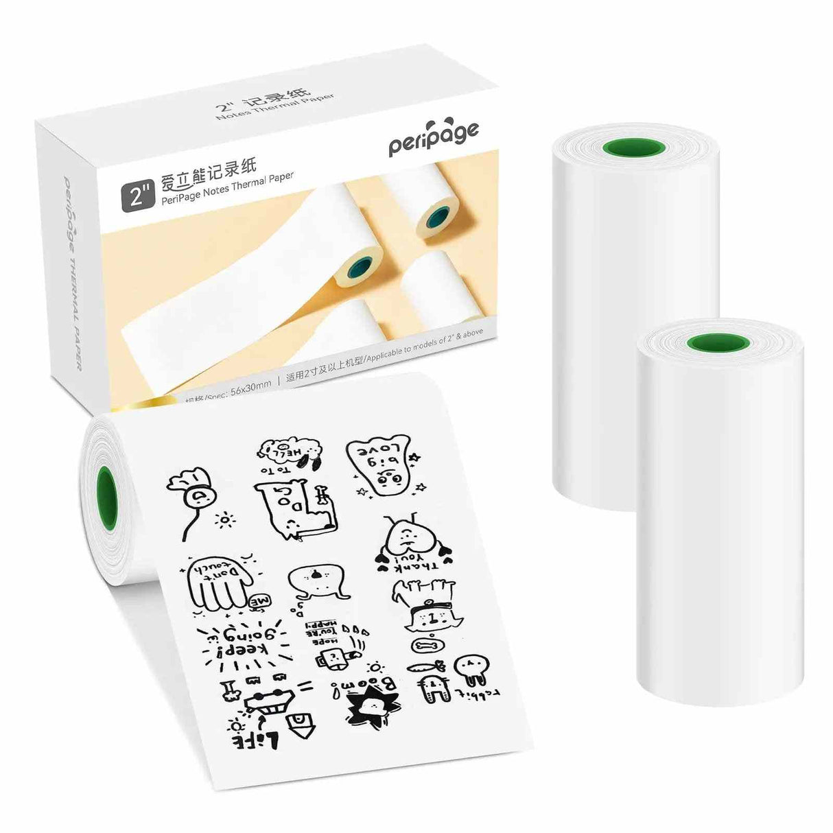 PeriPage 56x30mm (2.2in) thermal photo paper - compatible with most mini thermal printers and standard receipt printers.