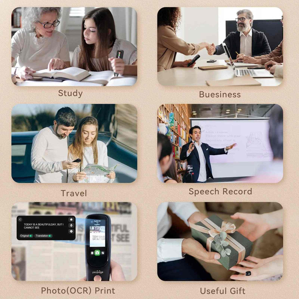 PeriPage D2S Translation Pen for Study, Business, and Travel - Features Speech Recording, Photo OCR Print, Making it a Useful Gift.