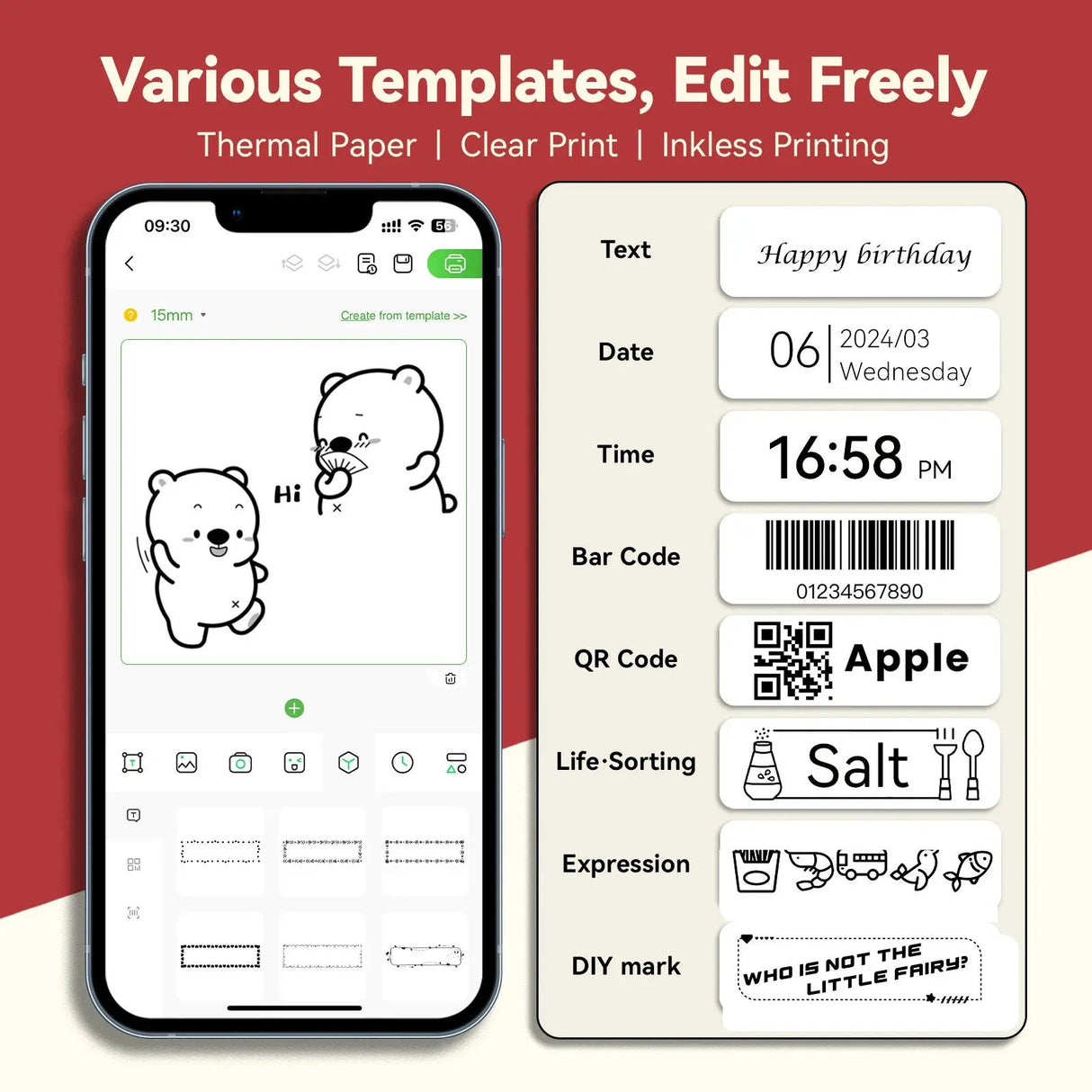 Edit Freely with PeriPage L1 Tape Templates - Create Text, Dates, Barcodes, QR Codes, and Life-Sorting Labels Easily