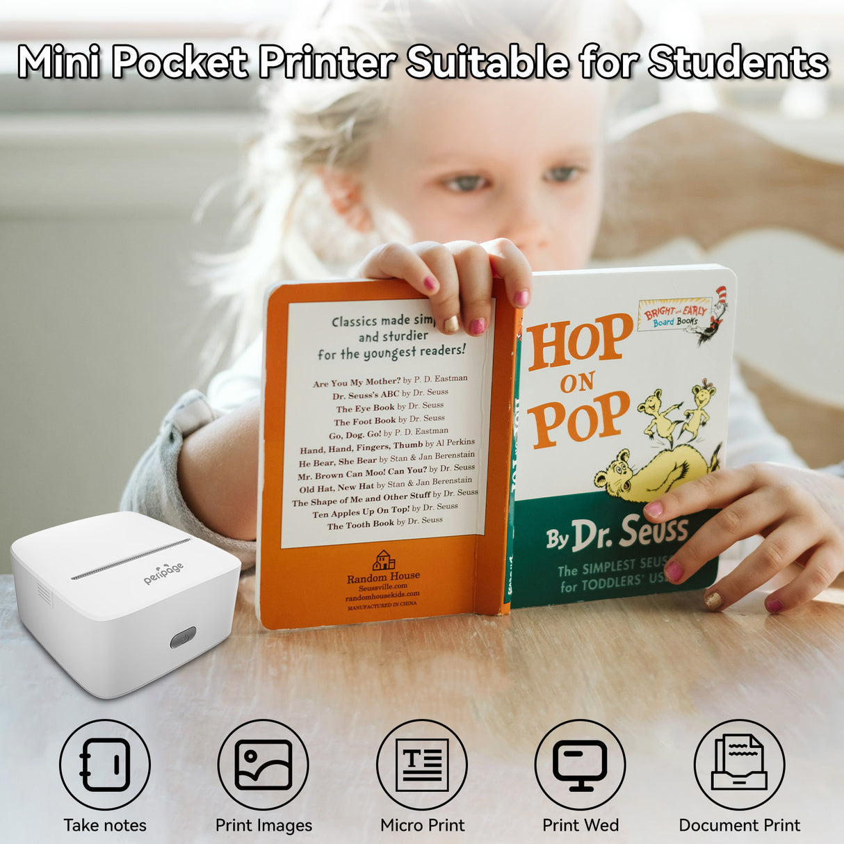 Perfect for students, the PeriPage P21 pocket printer helps with notes, images, micro printing, web content, and document printing for learning.