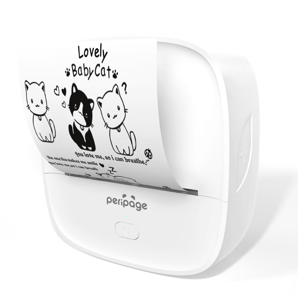 Create personalized labels and cute messages like 'Lovely BabyCat' with the PeriPage P22 portable thermal printer.