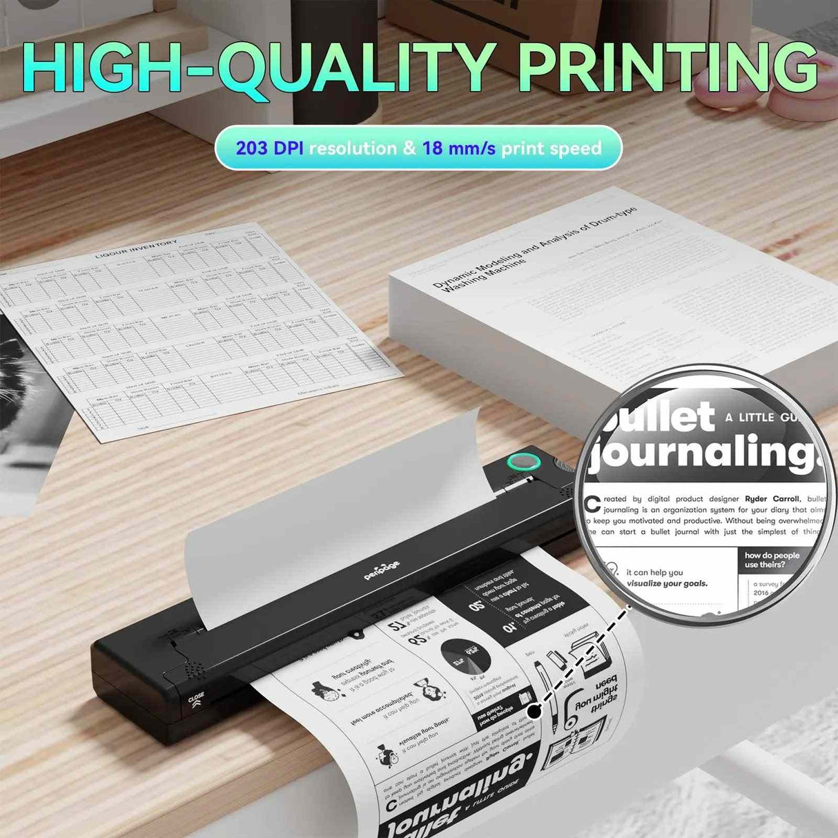 PeriPage P90 portable wireless tattoo stencil printer with Bluetooth connection