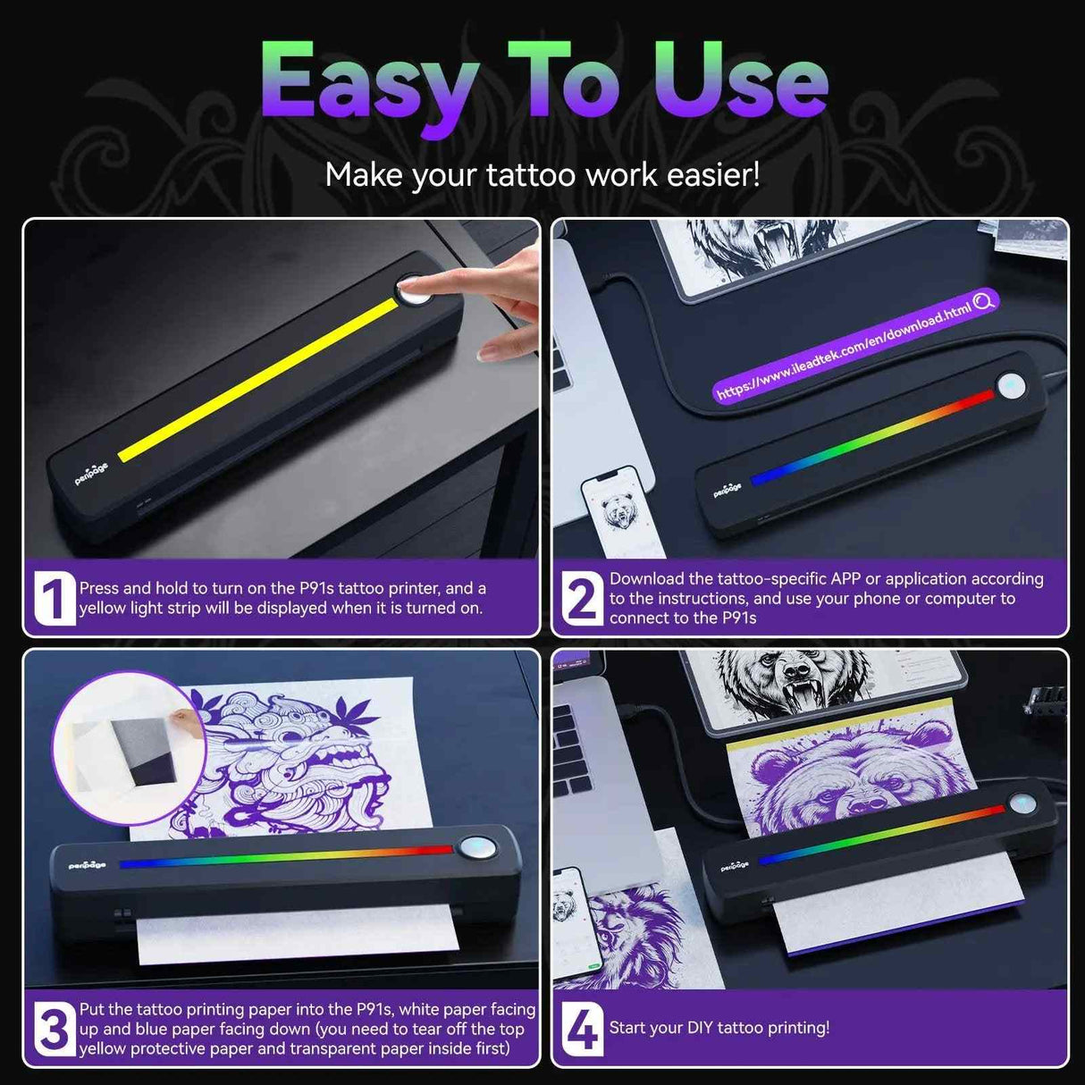 How to use the PeriPage P91S tattoo printer with step-by-step instructions for easy DIY tattoo printing