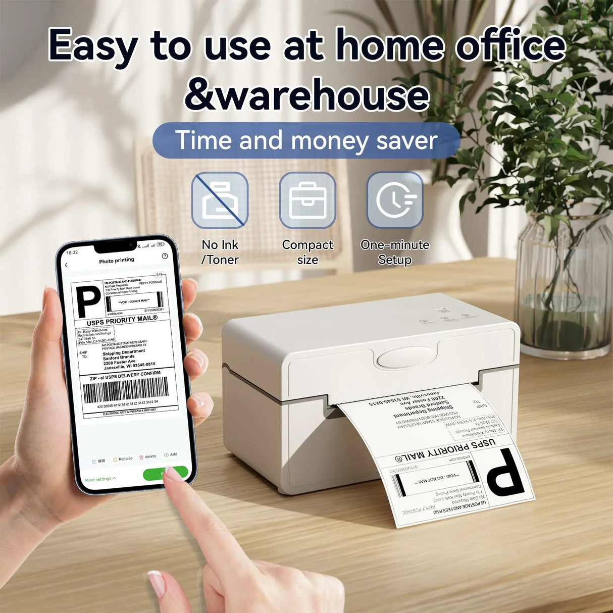 An inkless, compact time and money saver, the PeriPage PB41 label printer is easy to use in home, office, and warehouse settings.