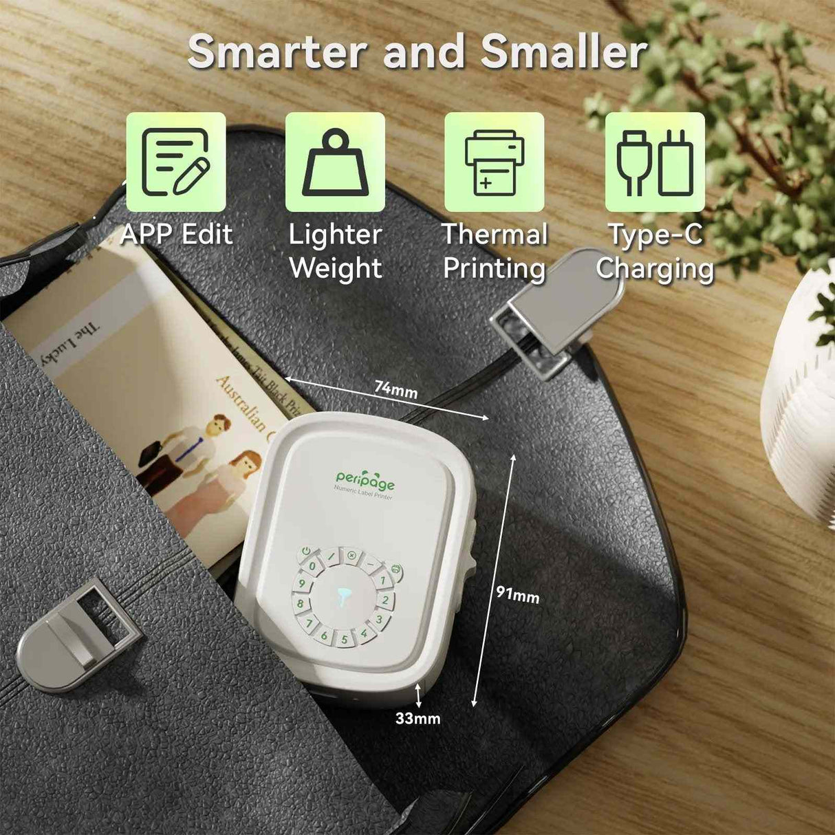 The Ultra-Slim PeriPage Portable Label Printer - Only 7.4mm Thin, Features App Editing, Type-C Charging, and a Lightweight Design