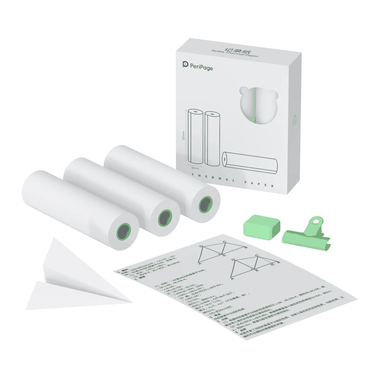 PeriPage A9S MAX 107×30mm White Thermal Paper 3-Rolls/Box - PeriPage Official Store