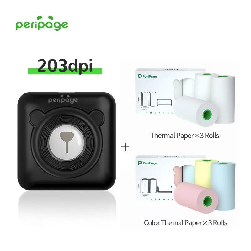 PeriPage A6 Black Mini Bluetooth Portable Thermal Printer for Photo, Note, and Label Printing