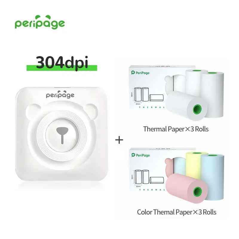PeriPage A6 Mini Bluetooth Portable Thermal Printer in White for Photos, Notes, and Labels Printing