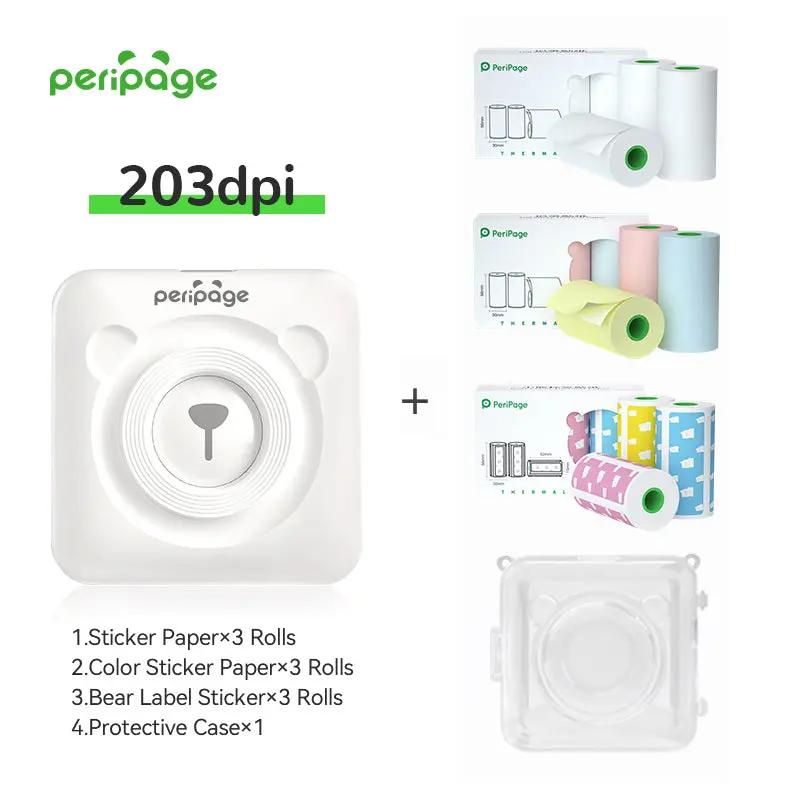 PeriPage A6 Mini Portable Thermal Printer with Sticker Paper Set for Label and Scrapbook Printing