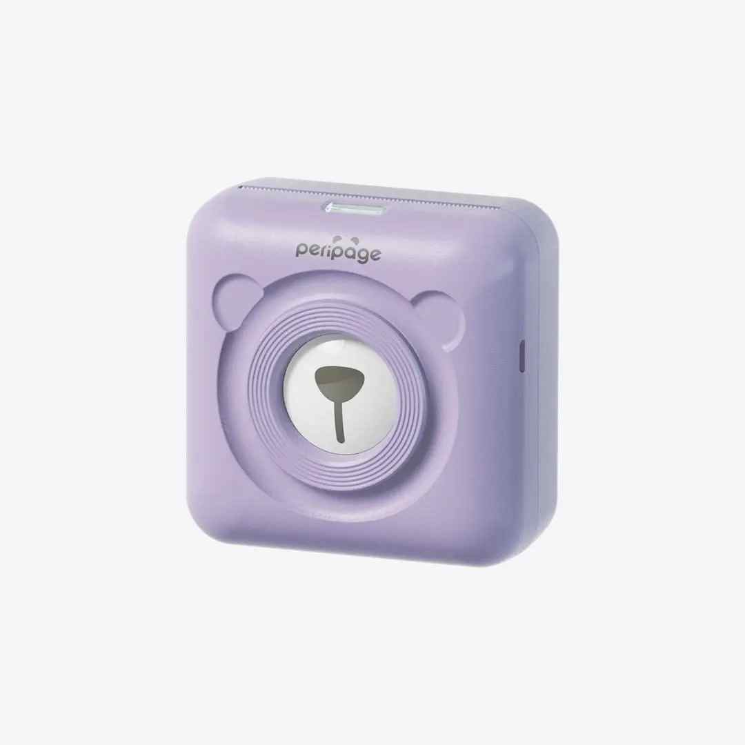 Light purple PeriPage mini thermal printer, compact Bluetooth printer for notes and creative prints
