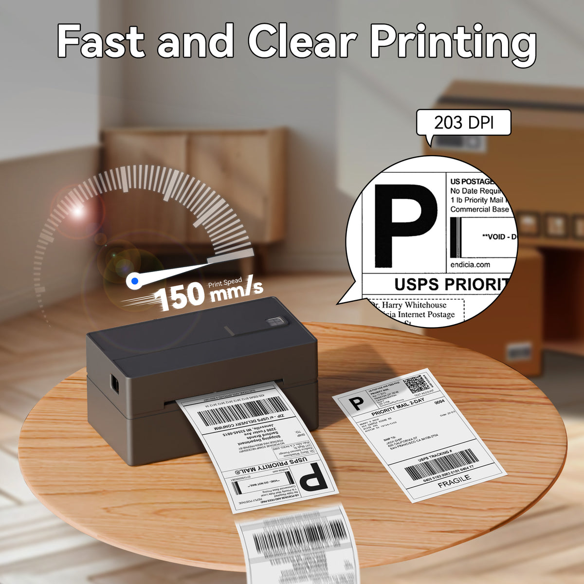 PB 40 Shipping Label Printer for Shipping Packages,Support iPhone iPad Android Windows & Mac