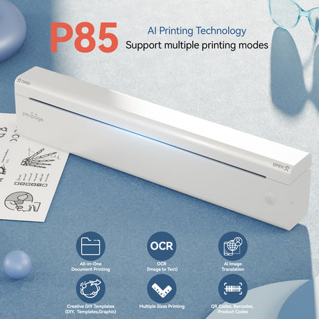 P85 Portable Thermal A4 Printer – 203/304DPI, 1800mAh Battery, Wireless, Inkless