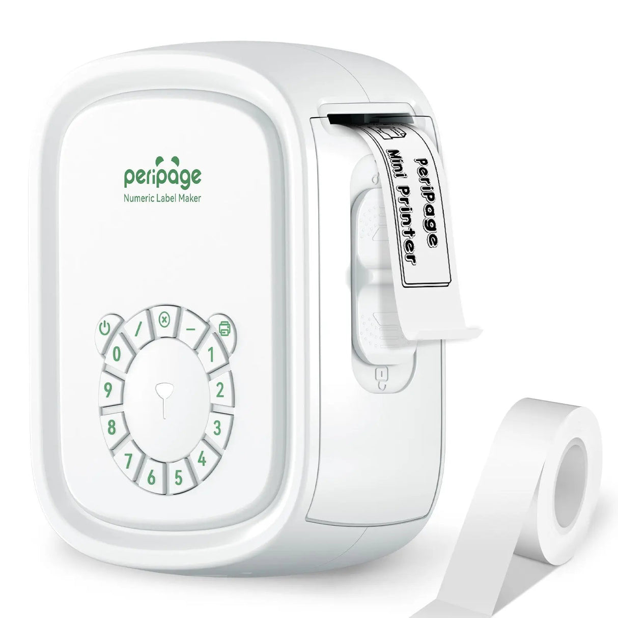 PeriPage P10 Pro numeric label maker in [color], compact Bluetooth thermal printer with dial keypad, printing adhesive labels for home and office organization.