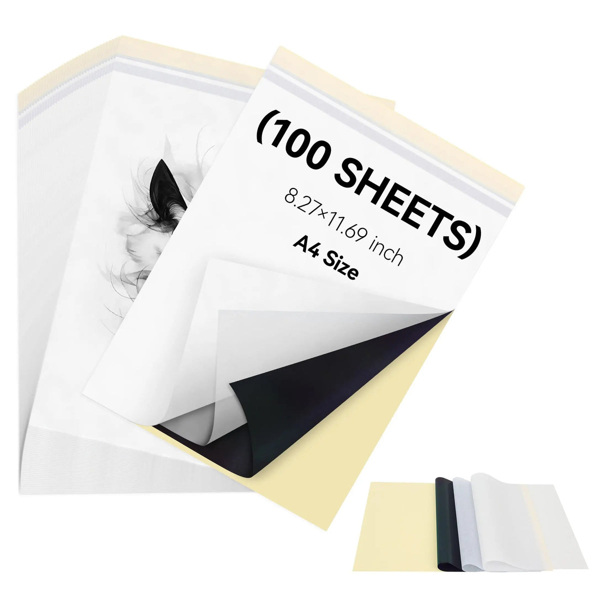 PeriPage Tattoo Transfer Paper for Wireless Tattoo Printer (P90, P90Pino), featuring a 3D front view of the product 100 sheets