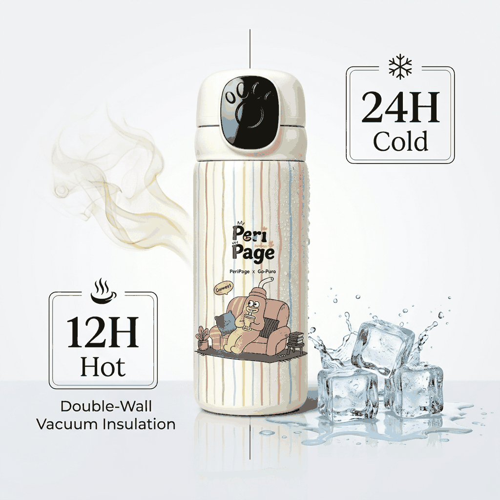 PeriPage Smart Touch Insulated Thermos Water Bottle (350ml / 12oz)