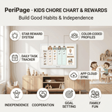 PeriPage Kids Chore Chart and Rewards infographic with star reward system and task tracker