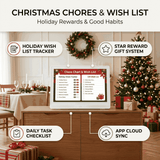 Christmas Chores and Wish List infographic with holiday reward gift system