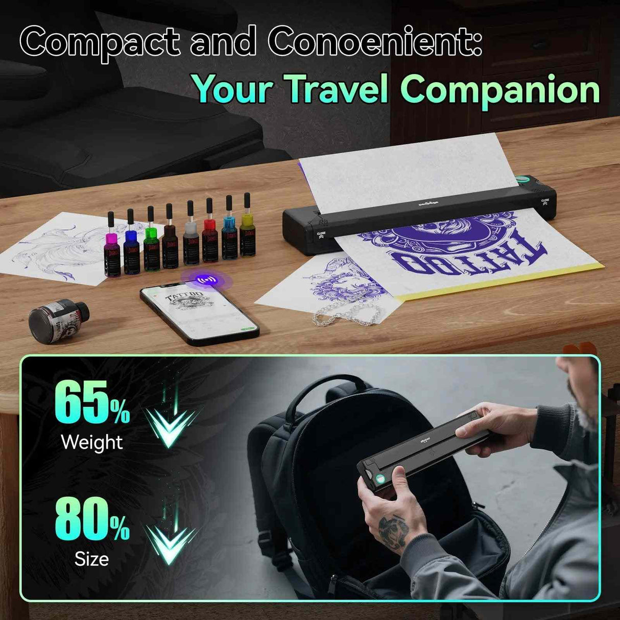 PeriPage P90 tattoo stencil printer wireless portable design