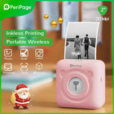 PeriPage 2" A6 Mini Printer in purple, portable inkless printer for printing notes, labels, and photos with Bluetooth connectivity