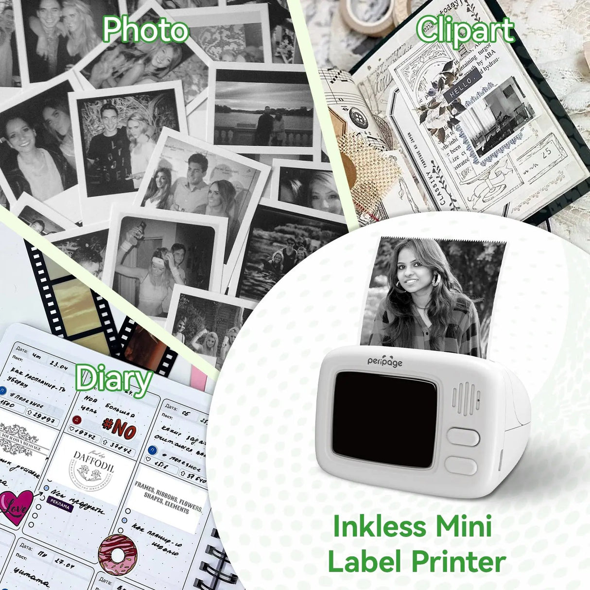PeriPage A2 Inkless Thermal Printer - Print Photos, Clipart and Custom Labels Without Ink