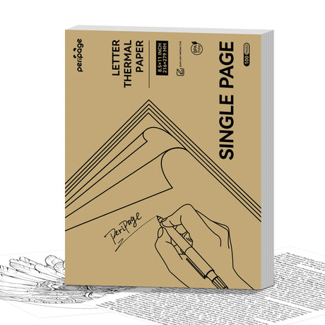 PeriPage A40 Letter size single-sheet thermal paper (8.5x11 inch), perfect for single-page printing needs with excellent image retention.