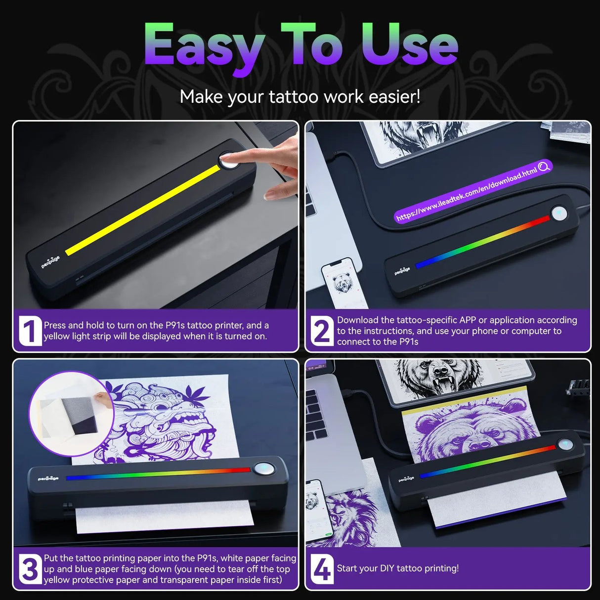 How to use the PeriPage P91S tattoo printer with step-by-step instructions for easy DIY tattoo printing