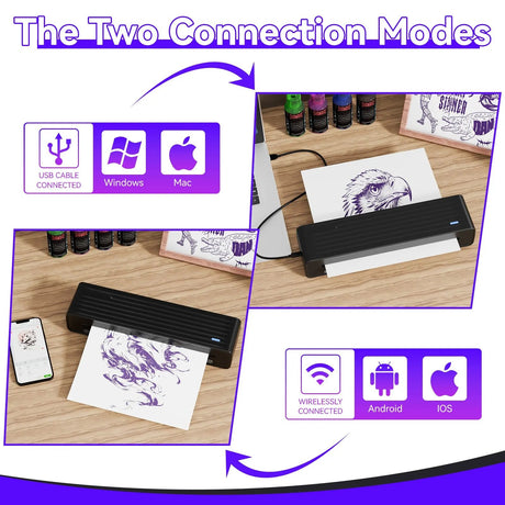 See the clean, precise result of a stencil printed on specialty thermal paper with the PeriPage P93 Tattoo Template Printer.