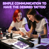 Simple communication for tattoo artists and clients using PeriMonkey stencil printer, displaying design ideas and artwork