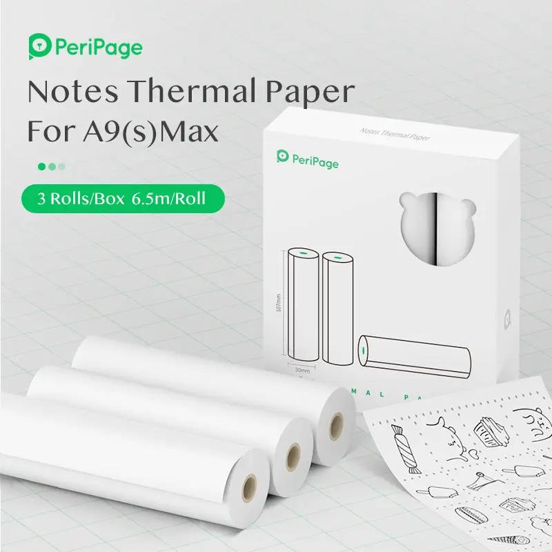 PeriPage A9S MAX 107×30mm White Thermal Paper 3-Rolls/Box - PeriPage Official Store