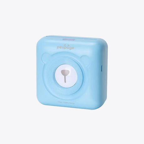 PeriPage A6 mini Bluetooth portable thermal printer in blue color, compact design for inkless photo and label printing