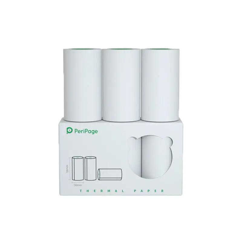 PeriPage A6 56×30mm White Thermal PeriPage Thermal Paper Rolls for A6 A9 Models, 30mm x 56mm, 3 Rolls Box