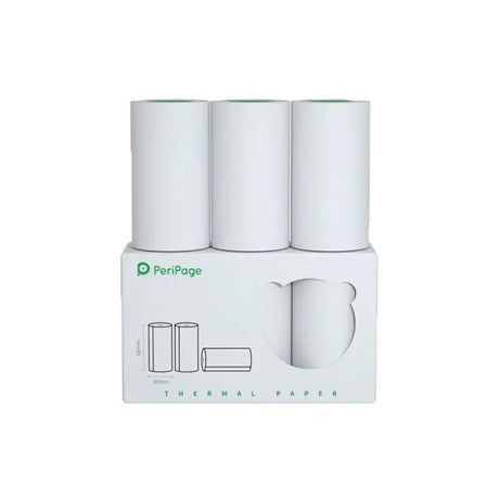 PeriPage A6 56×30mm White Thermal PeriPage Thermal Paper Rolls for A6 A9 Models, 30mm x 56mm, 3 Rolls Box