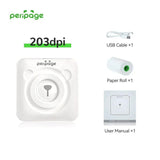 PeriPage White 203dpi Mini Thermal Printer Basic Package with USB Cable, Thermal Paper Roll and User Manual