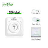 PeriPage White 304dpi High-Resolution Mini Thermal Printer Basic Set with USB Cable, Paper Roll and User Manual