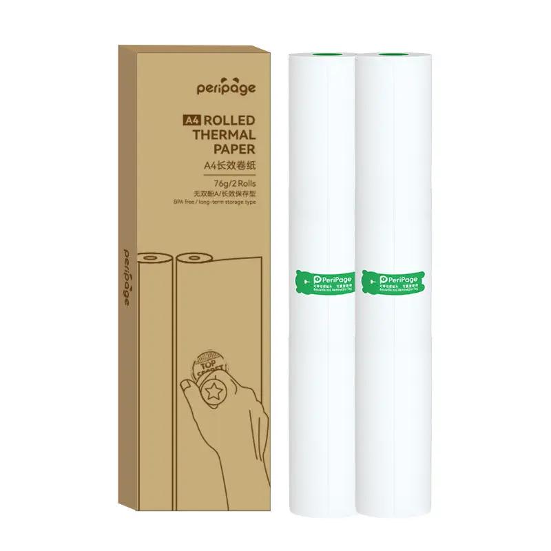 PeriPage A4 Rolled Thermal Paper, BPA-Free and Smooth Printing – 76g 2 Rolls