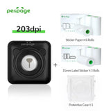PeriPage A6 Black Mini Bluetooth Portable Printer with 3 Rolls Sticker Paper for Label Printing