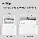 Comparison of PeriPage A9 Max 4-inch vs A9 3-inch printing width, showcasing wider edge-to-edge printing capability