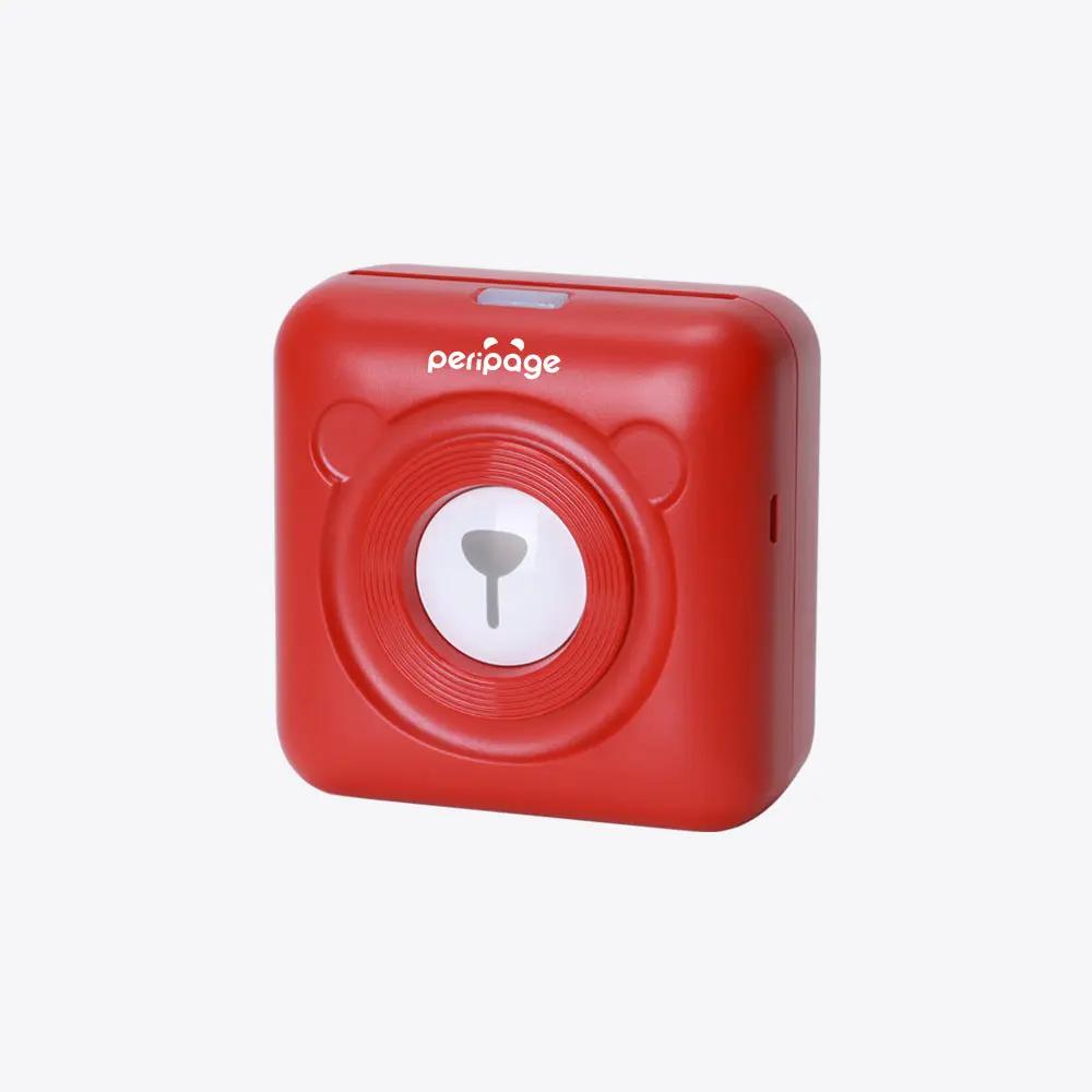 Red PeriPage mini thermal printer, portable Bluetooth printer for photos, receipts, and notes